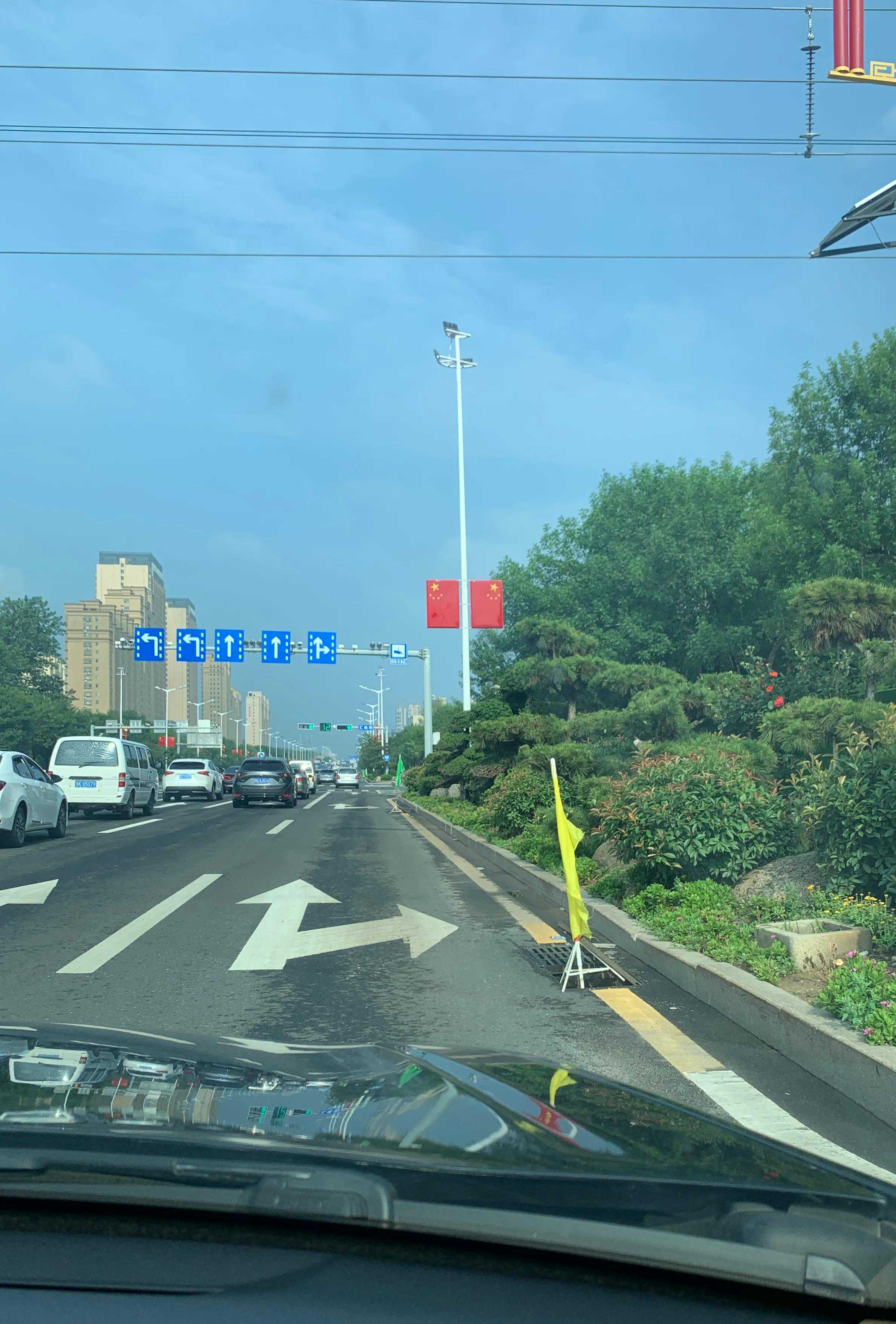 大雨来临时，威海路边插遍这种旗子，还有哪个城市有这风景？