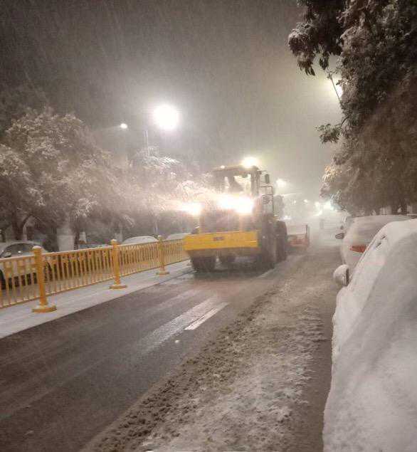 大雪纷飞 桐柏城管人在行动